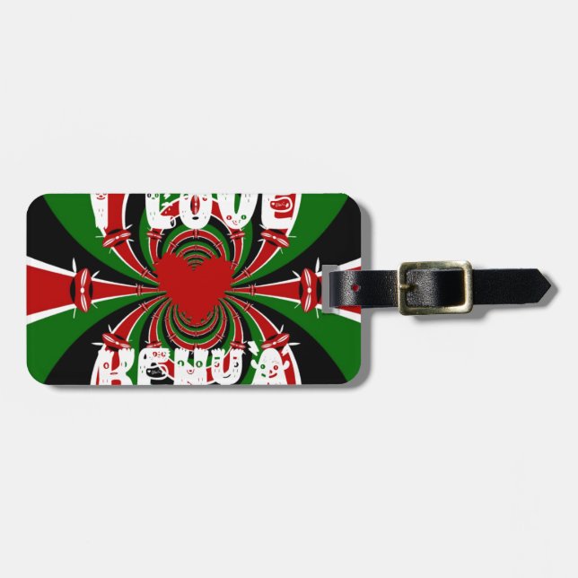 I Liebe Heart Kenya: Dynamische Flaggenkunst Gepäckanhänger (Vorderseite horizontal)