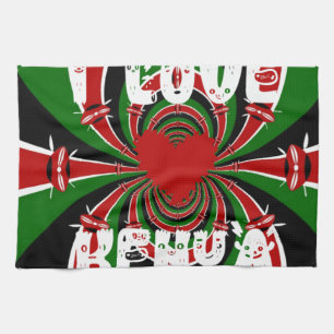I Liebe Heart Kenya: Dynamische Flaggenkunst Geschirrtuch