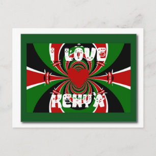 I Liebe Heart Kenya: Dynamische Flaggenkunst Postkarte