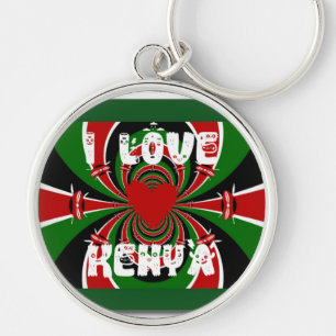 I Liebe Heart Kenya: Dynamische Flaggenkunst Schlüsselanhänger