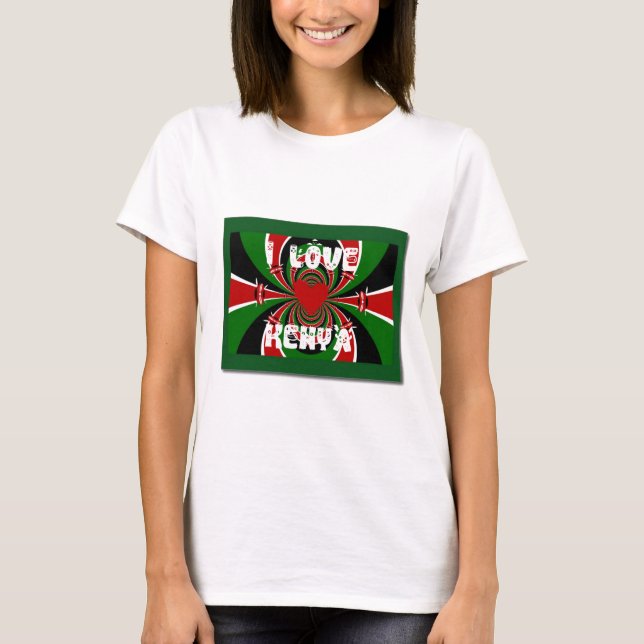 I Liebe Heart Kenya: Dynamische Flaggenkunst T-Shirt (Vorderseite)