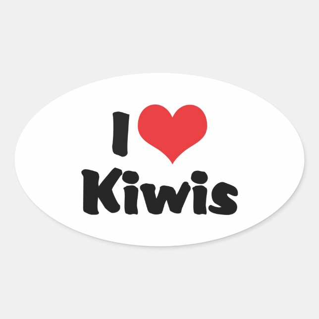 I Liebe Heart Kiwis - Kiwi Bird Lover Ovaler Aufkleber (Vorderseite)