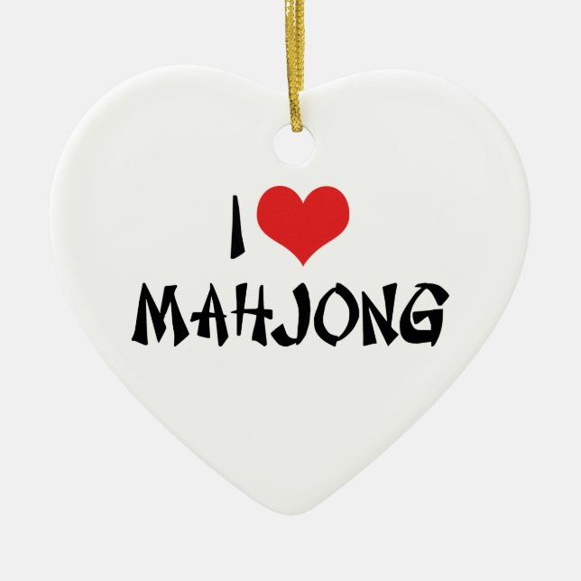 I Liebe Heart Mahjong - Mah Jong Lover Keramikornament (Vorne)
