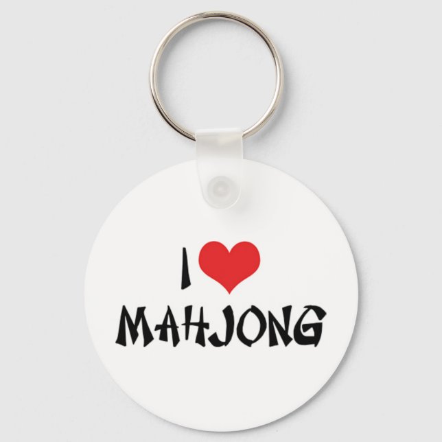 I Liebe Heart Mahjong - Mah Jong Lover Schlüsselanhänger (Vorderseite)