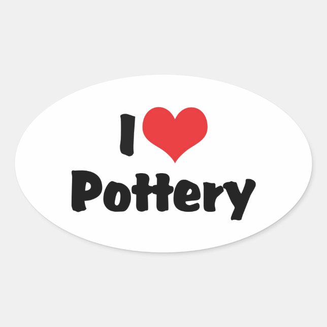 I Liebe Heart Pottery - Clay Lover Ovaler Aufkleber (Vorderseite)