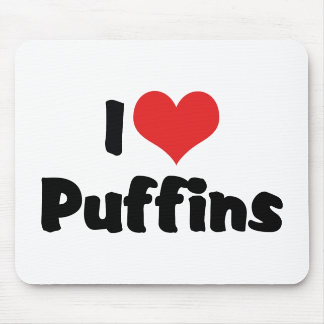 I Liebe Heart Puffins Mousepad (Vorne)