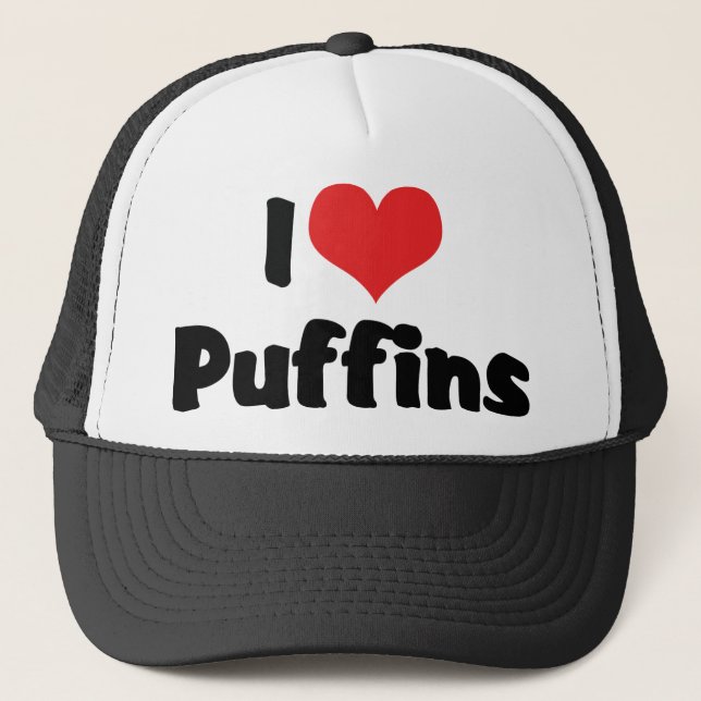 I Liebe Heart Puffins Truckerkappe (Vorderseite)