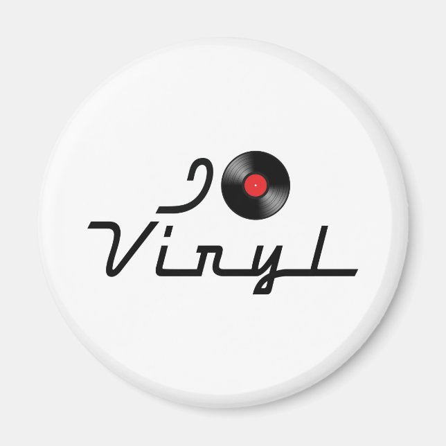 I Liebe Heart Vinyl - DJ Record Album Lover Magnet (Vorne)