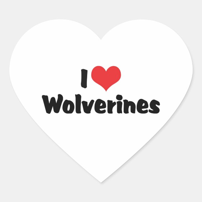 I Liebe Heart Wolverines Herz-Aufkleber (Vorderseite)