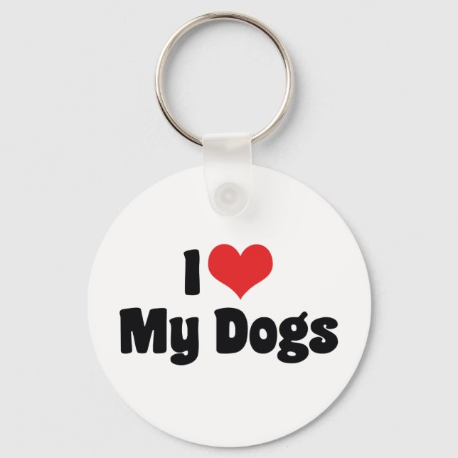 I Liebe Hecht meine Hunde - tierische Lover Schlüsselanhänger (Vorderseite)