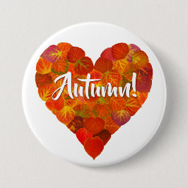 I Liebe Herbst, Bold - Red Aspen Leaf Herz 1 Button