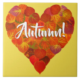 I Liebe Herbst, Bold - Red Aspen Leaf Herz 1 Fliese