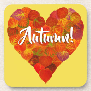 I Liebe Herbst, Bold - Red Aspen Leaf Herz 1 Getränkeuntersetzer