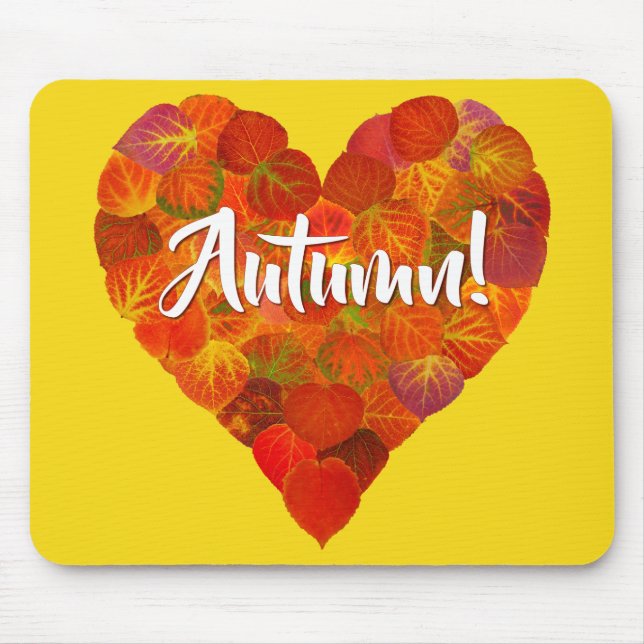 I Liebe Herbst, Bold - Red Aspen Leaf Herz 1 Mousepad (Vorne)