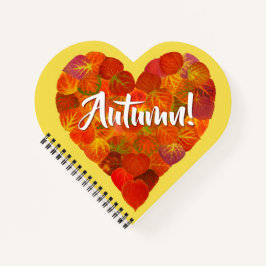 I Liebe Herbst, Bold - Red Aspen Leaf Herz 1 Notizbuch