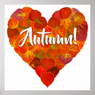 I Liebe Herbst, Bold - Red Aspen Leaf Herz 1 Poster
