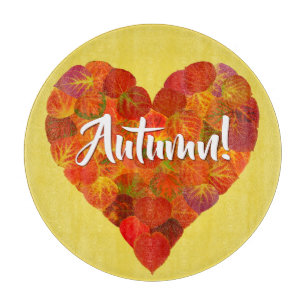 I Liebe Herbst, Bold - Red Aspen Leaf Herz 1 Schneidebrett