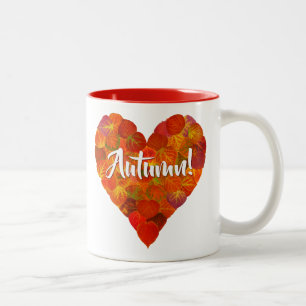 I Liebe Herbst, Bold - Red Aspen Leaf Herz 1 Zweifarbige Tasse