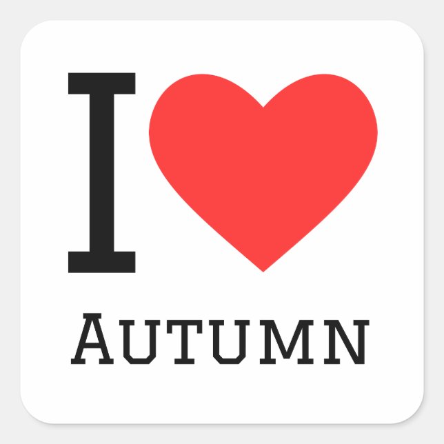 I Liebe Herbst Quadratischer Aufkleber (Vorderseite)