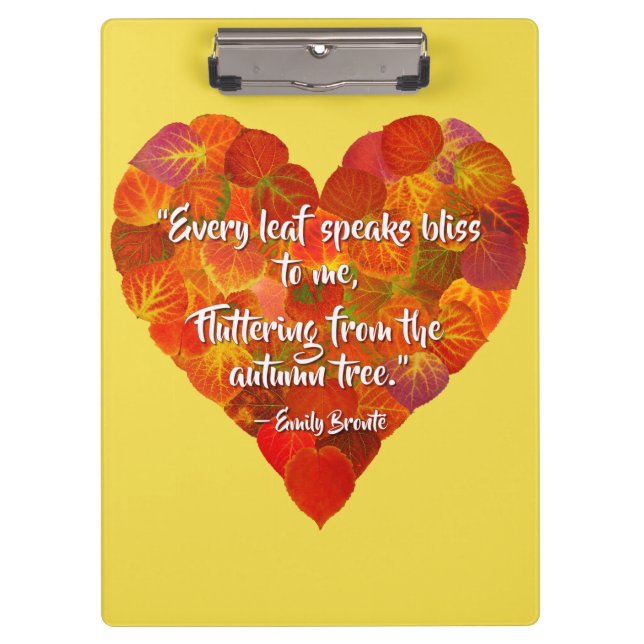 I Liebe Herbst - Red Aspen Leaf Herz 1, Brontë Zit Klemmbrett (Vorderseite)