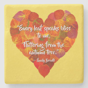I Liebe Herbst - Red Aspen Leaf Herz 1, Brontë Zit Steinuntersetzer