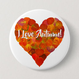 I Liebe Herbst!—Red Aspen Leaf Herz 1 Button
