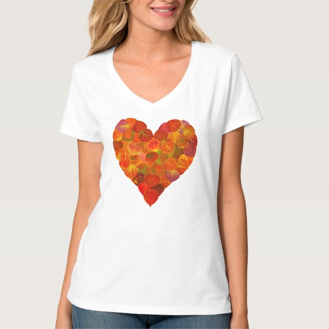 I Liebe Herbst - Rotes Aspen Leaf Herz 1 T-Shirt (Vorderseite)