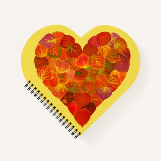 I Liebe Herbst, subtil - Roter Aspen Leaf Herz 1 Notizbuch (Vorderseite)