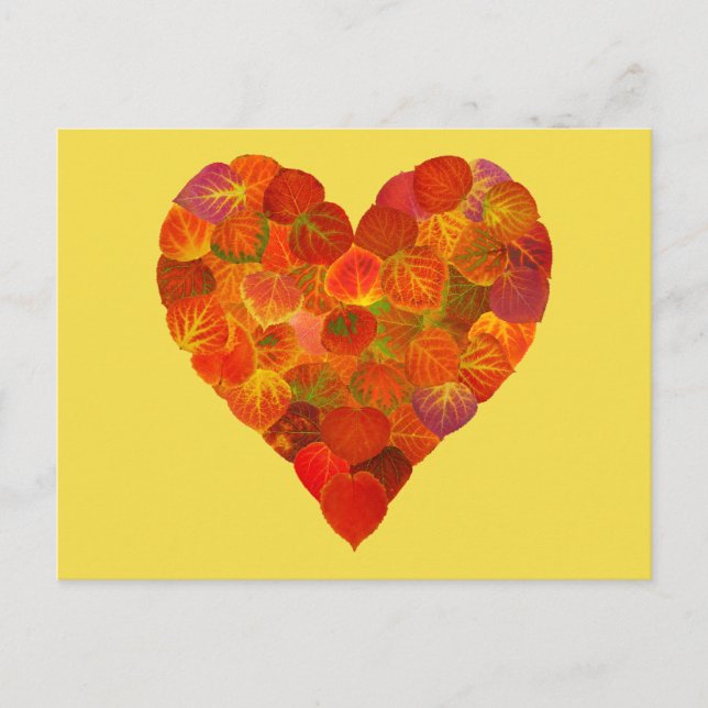 I Liebe Herbst, subtil - Roter Aspen Leaf Herz 1 Postkarte (Vorderseite)