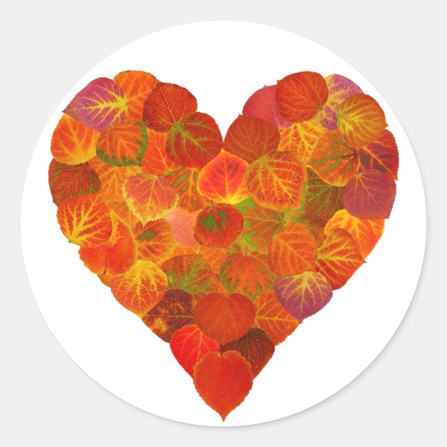 I Liebe Herbst, subtil - Roter Aspen Leaf Herz 1 Runder Aufkleber (Vorderseite)