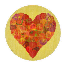 I Liebe Herbst, subtil - Roter Aspen Leaf Herz 1 Schneidebrett