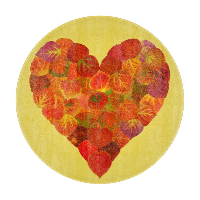 I Liebe Herbst, subtil - Roter Aspen Leaf Herz 1 Schneidebrett (Vorderseite)