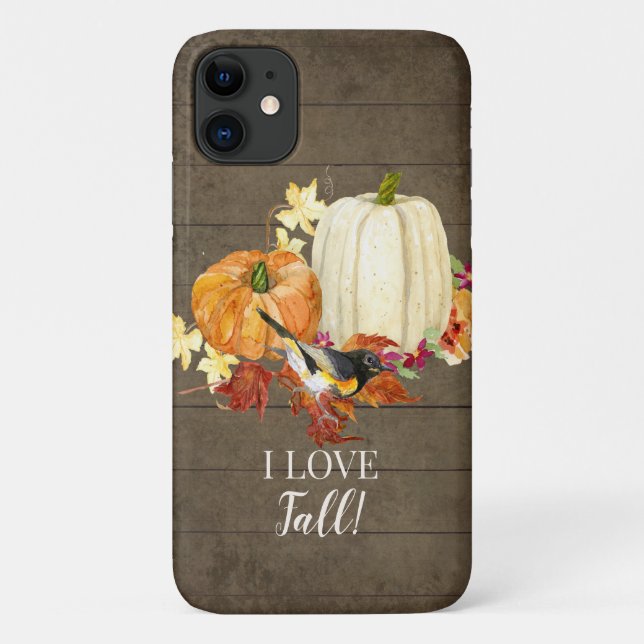 I Liebe Herbstlaube Bird Pumpkins Rustikales Barnh Case-Mate iPhone Hülle (Rückseite)