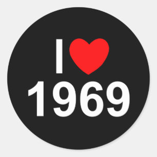 I Liebe (Herz) 1969 Runder Aufkleber