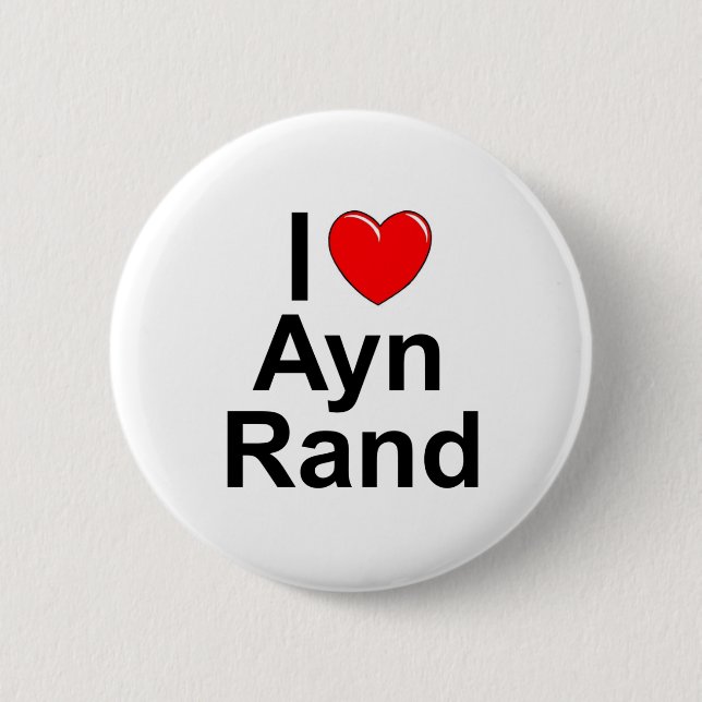I Liebe (Herz) Ayn Rand Button (Vorderseite)