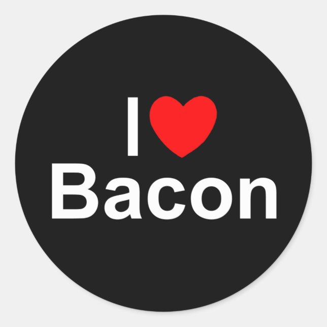 I Liebe (Herz) Bacon Runder Aufkleber (Vorderseite)