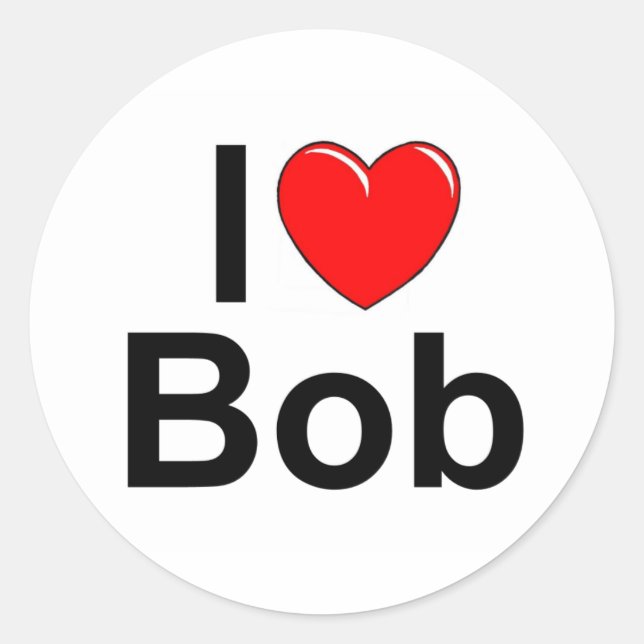 I Liebe (Herz) Bob Runder Aufkleber (Vorderseite)