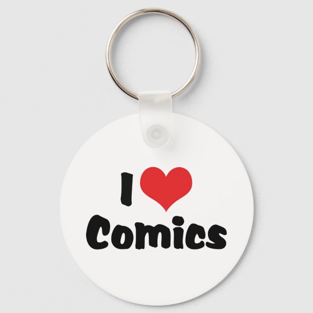 I Liebe Herz Comic - Comic Book Lover Schlüsselanhänger (Vorderseite)