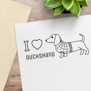 I Liebe Herz Dackel Dackel Dog Kariert Sweater Gummistempel