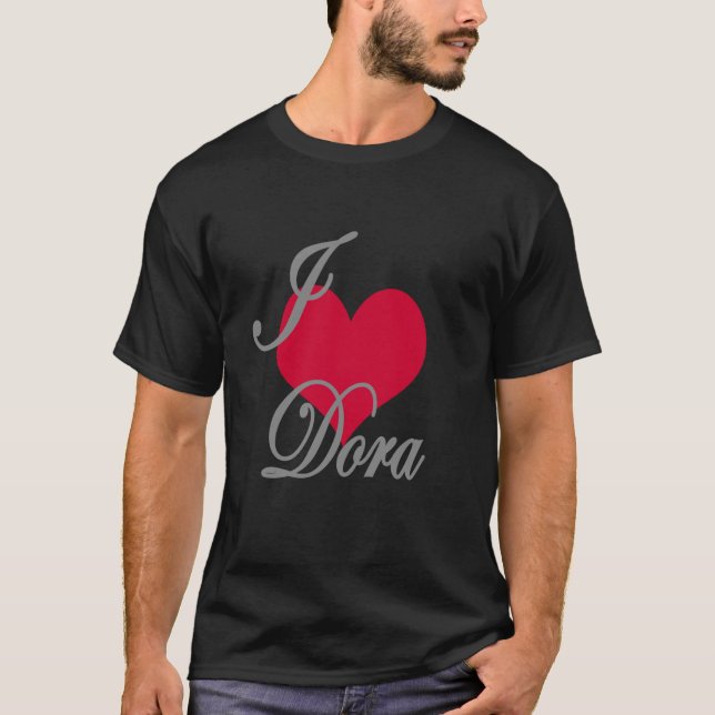 I Liebe Herz Dora Dark T-Shirt (Vorderseite)