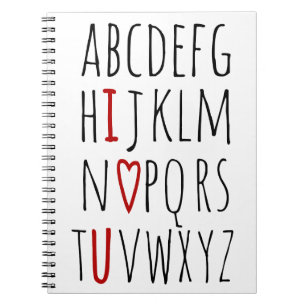 I Liebe (Herz) Du Alphabet Notizblock