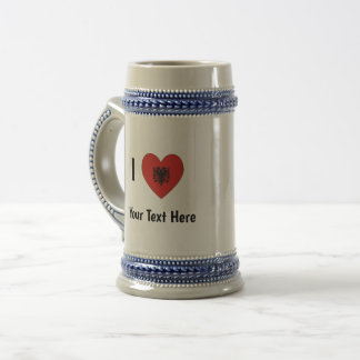 I LIEBE (herz-förmige albanische Flagge) Personali Bierglas