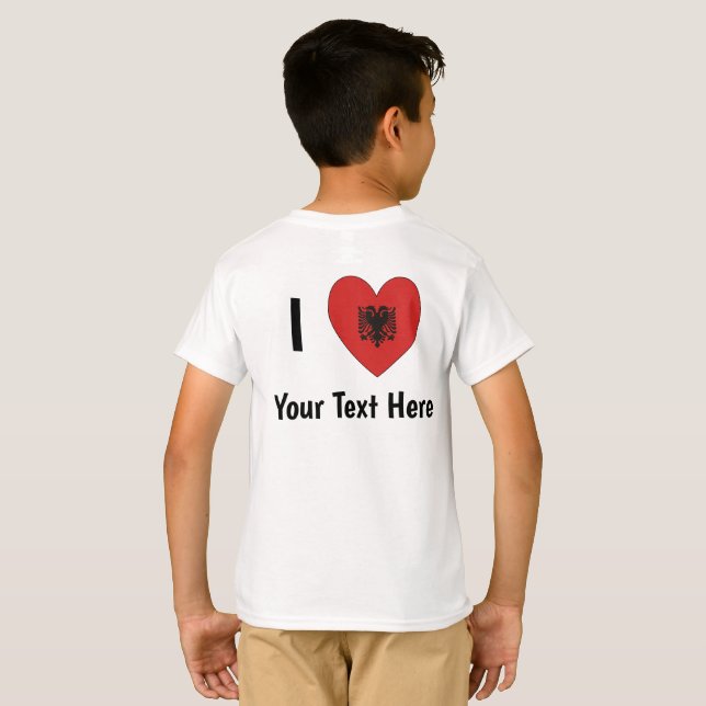 I LIEBE (herz-förmige albanische Flagge) Personali T-Shirt (Schwarz voll)