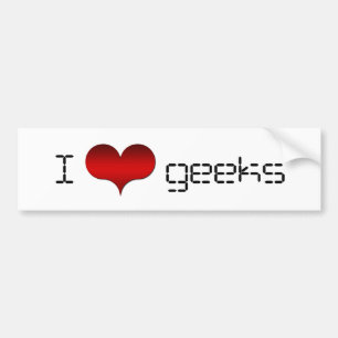 I Liebe (Herz) Geeks Autoaufkleber