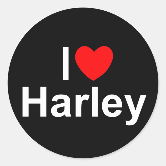 I Liebe (Herz) Harley Runder Aufkleber (Vorderseite)