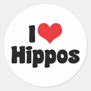I Liebe Herz Hippos - Hippopotamus Lover Runder Aufkleber