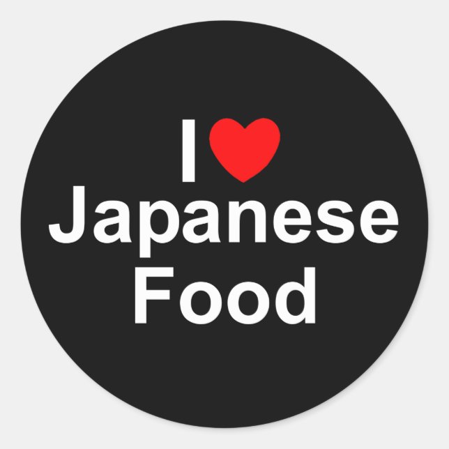 I Liebe (Herz) Japanisches Essen Runder Aufkleber (Vorderseite)