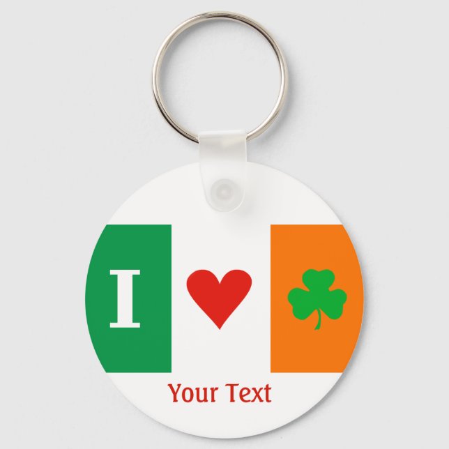 I Liebe Herz Kleeblatts Irland Flaggen Keyring Schlüsselanhänger (Vorderseite)