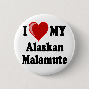 I Liebe (Herz) mein alaskischer Malamute-Hund Button