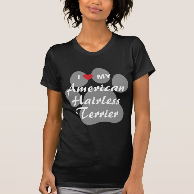 I Liebe (Herz) mein amerikanischer unbehaarter T-Shirt (Vorderseite)
